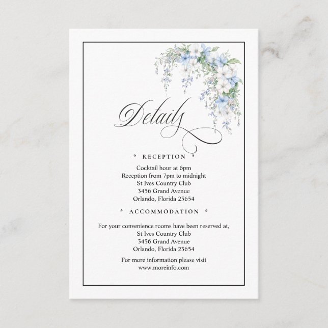 Blue Morning Glorys QR Code Enclosure Card (Front)