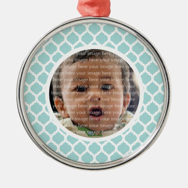 Blue Moroccan Pattern Photo Ornament (Front)