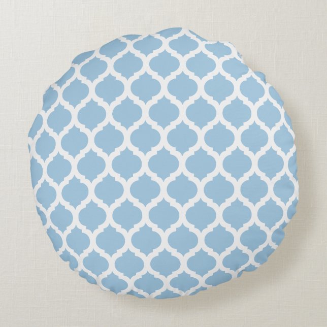 Blue Moroccan Pattern Round Pillows (Back)