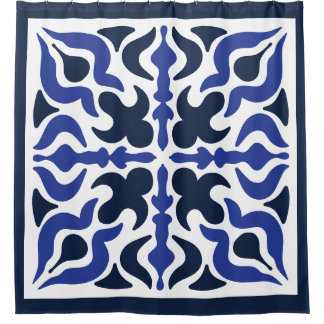 Blue Moroccan Pattern Shower Curtain