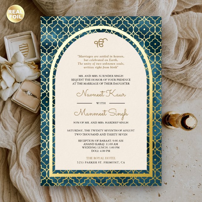 Blue Moroccan Pattern Sikh Arch Wedding Gold (Creator Uploaded)