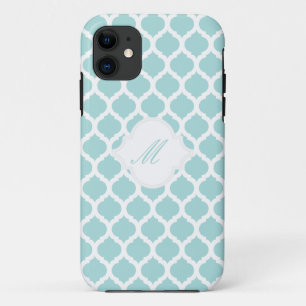 Blue Moroccan Pattern with Monogram iPhone 5 Cases