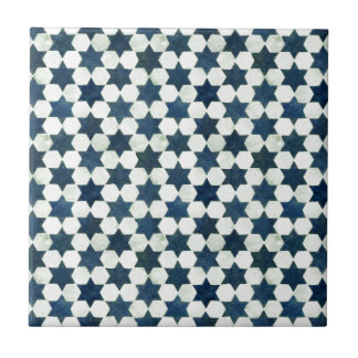 Blue Moroccan Star Pattern Ceramic Tile