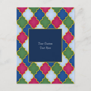 Blue Moroccan Tile (blue background) Custom Postcard