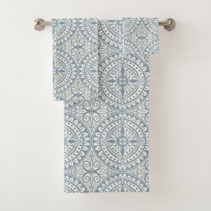 Blue Moroccan Tile Pattern Bath Towel Set