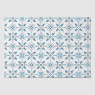 Blue Moroccan Tile Pattern Tissue Paper