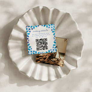 Blue Moroccan Tiles QR Code Wedding Enclosure Card