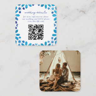 Blue Moroccan Tiles QR Code Wedding Enclosure Card