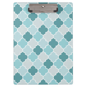 Blue Moroccan Trellis, Latticework, Quatrefoil Clipboard