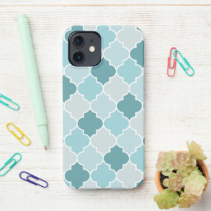Blue Moroccan Trellis, Latticework, Quatrefoil iPhone 12 Case