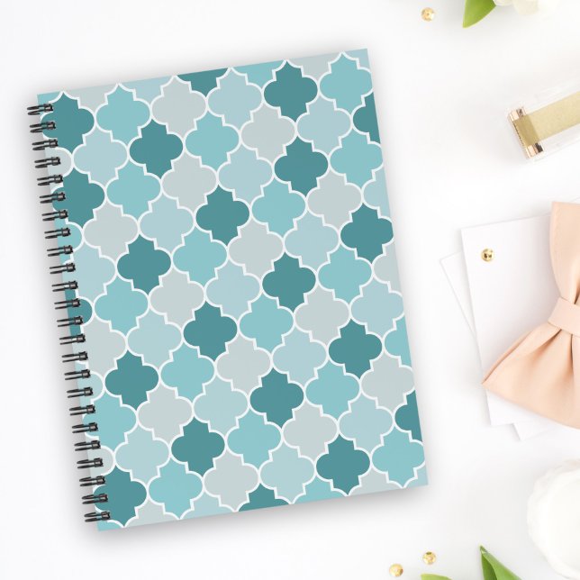 Blue Moroccan Trellis, Latticework, Quatrefoil Notebook (Creator Uploaded)