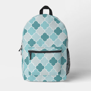 Blue Moroccan Trellis, Latticework, Quatrefoil Printed Backpack