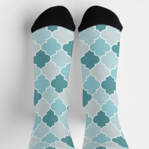 Blue Moroccan Trellis, Latticework, Quatrefoil Socks
