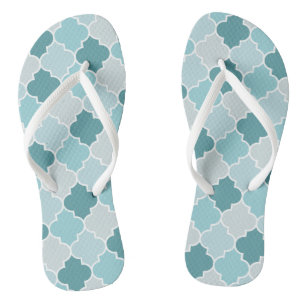 Blue Moroccan Trellis, Latticework, Quatrefoil Thongs