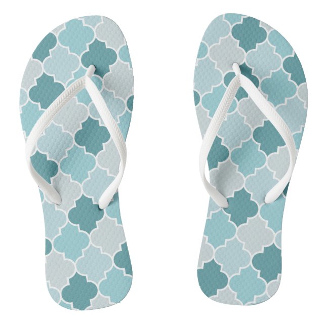 Blue Moroccan Trellis, Latticework, Quatrefoil Thongs (Footbed)