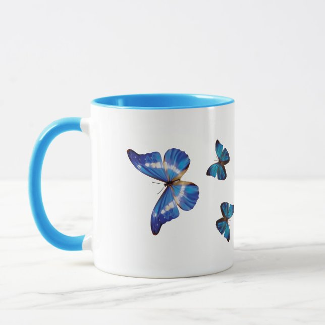 Blue Morpho Butterflies Coffee Mug (Left)