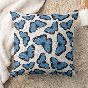 Blue morpho butterflies cushion