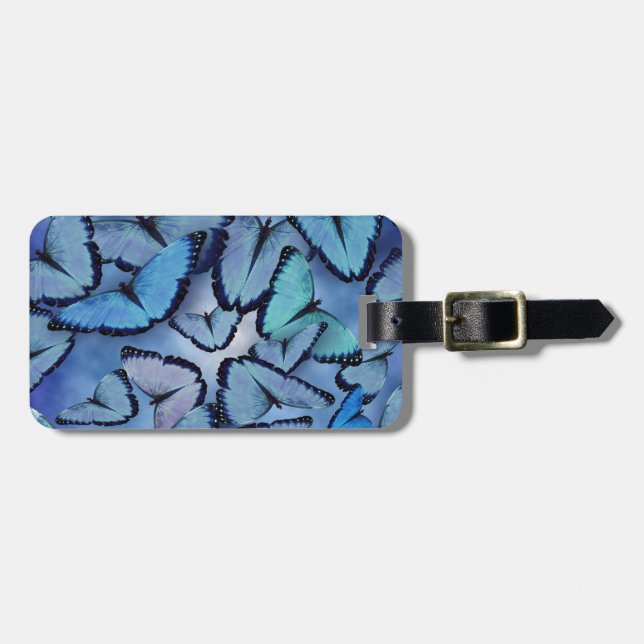 Blue Morpho Butterflies Luggage Tag (Front Horizontal)