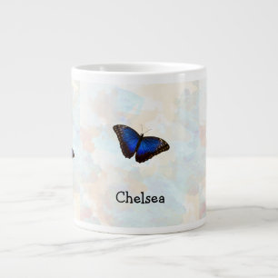 Blue Morpho Butterflies on Pastel Customised Large Coffee Mug
