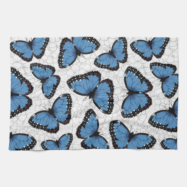 Blue morpho butterflies tea towel (Horizontal)
