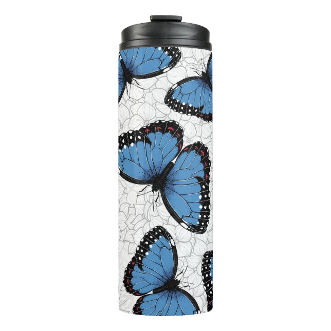 Blue morpho butterflies thermal tumbler (Front)
