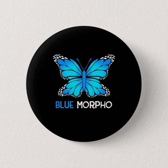 Blue Morpho Butterfly 6 Cm Round Badge (Front)