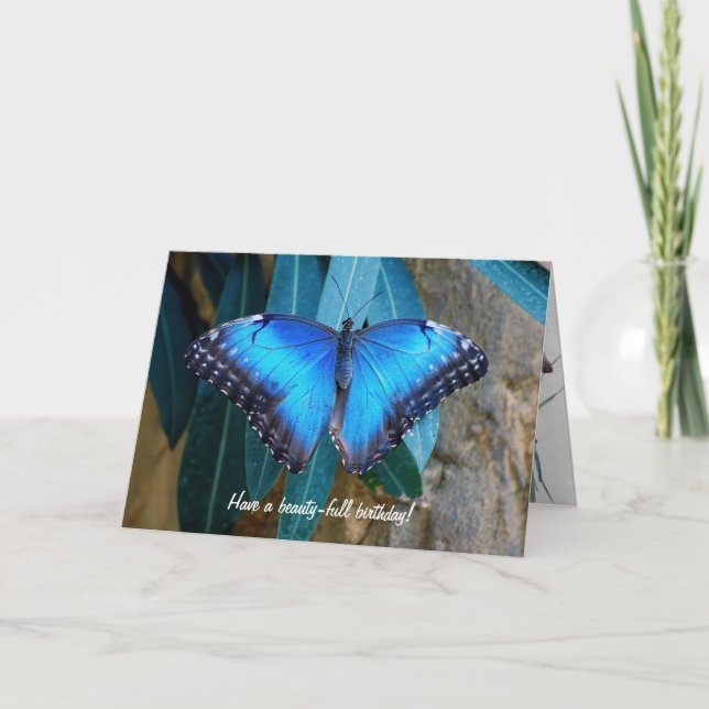 Blue Morpho butterfly birthday Card (Front)