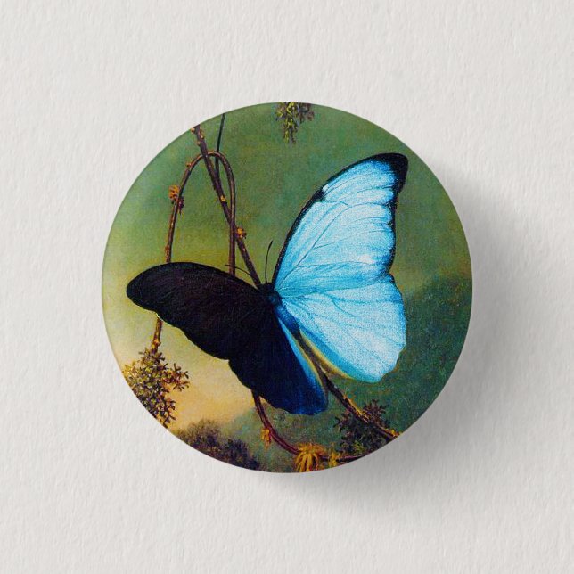 Blue Morpho Butterfly Button (Front)