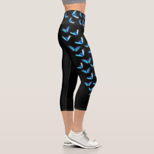 BLUE MORPHO BUTTERFLY CAPRI LEGGINGS