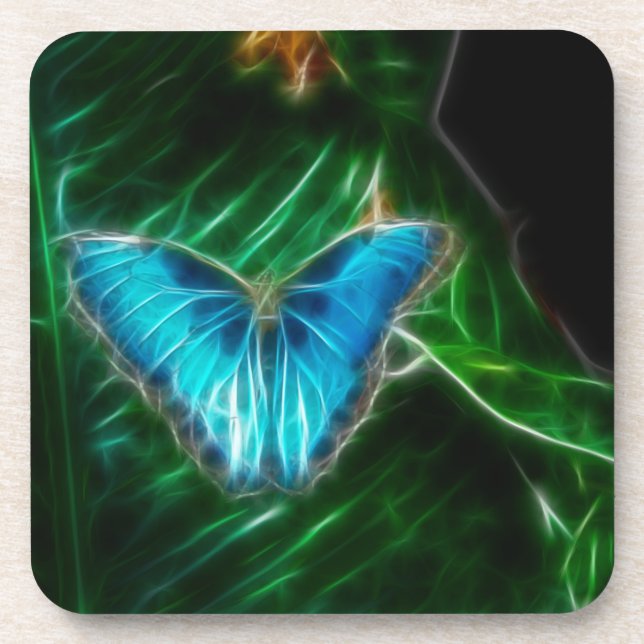 Blue Morpho Butterfly Fractal Coaster (Front)