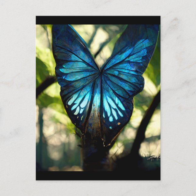 Blue morpho butterfly in the forest  postcard (Front)