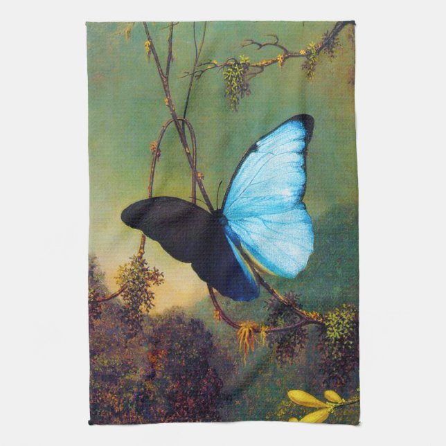 Blue Morpho Butterfly Kitchen Towel (Vertical)