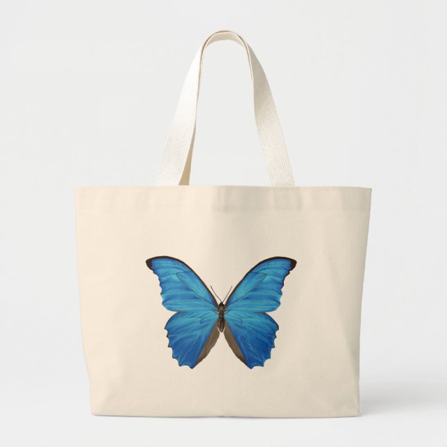 Blue Morpho Butterfly Large Tote Bag (Front)
