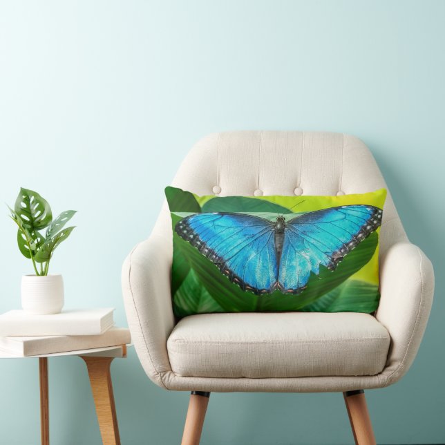 Blue Morpho Butterfly Lumbar Cushion (Chair)