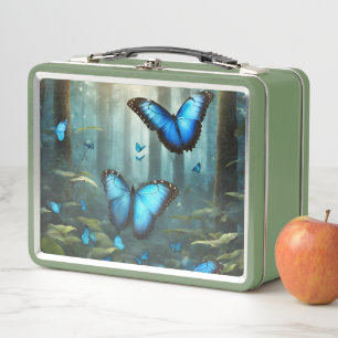 Blue Morpho Butterfly Metal Lunch Box