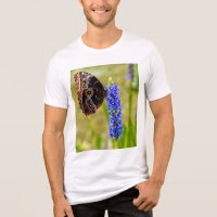 Blue morpho butterfly on a marsh orchid T-Shirt