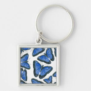 Blue morpho butterfly pattern design key ring