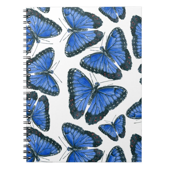 Blue morpho butterfly pattern design notebook (Front)