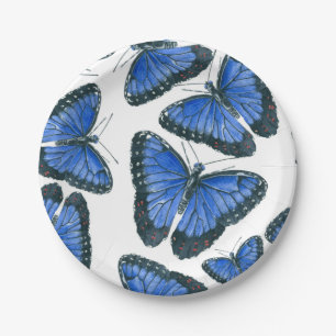 Blue morpho butterfly pattern design paper plate