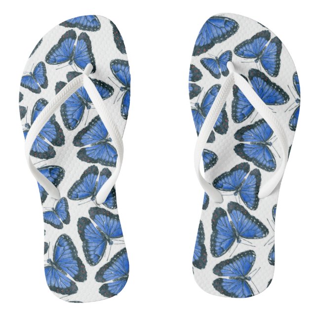 Blue morpho butterfly pattern design thongs (Footbed)
