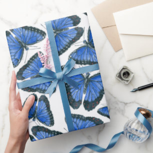Blue morpho butterfly pattern design wrapping pape paper
