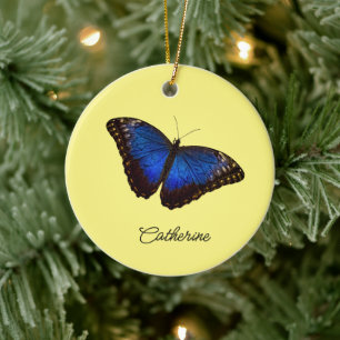 Blue Morpho Butterfly personalised Ceramic Ornament
