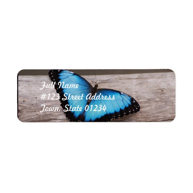 Blue Morpho Butterfly Return Address Label (Front)