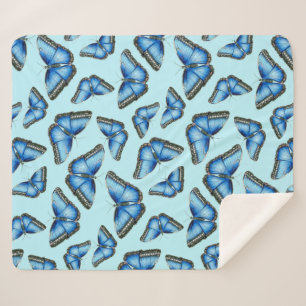 Blue Morpho Butterfly  Sherpa Blanket