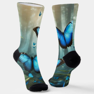 Blue Morpho Butterfly Socks