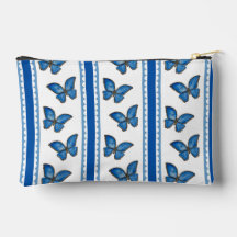 Blue Morpho Butterfly Stripe Zipper Pouch