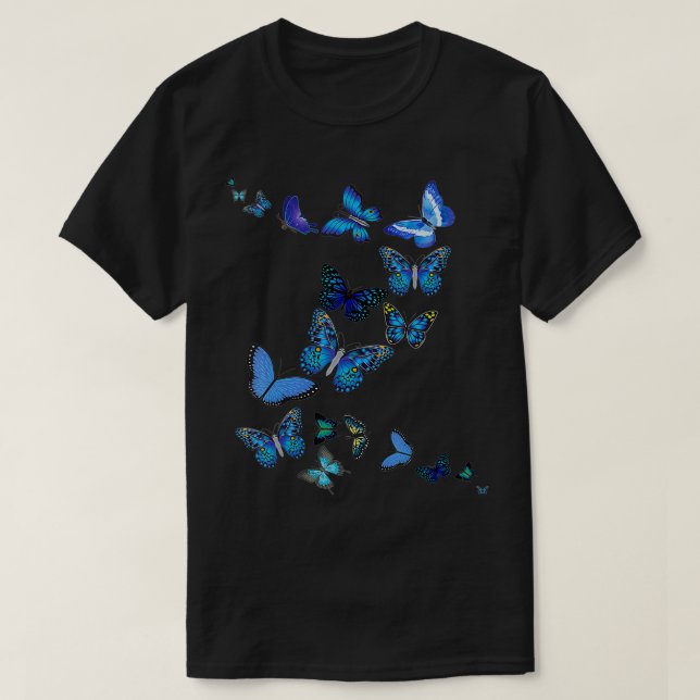 Blue Morpho Butterfly Swarm  T-Shirt (Design Front)