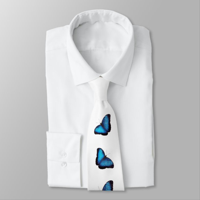 Blue Morpho Butterfly Tie (Tied)