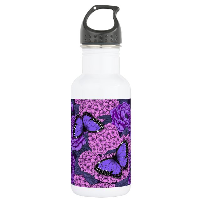 Blue morpho garden 2 532 ml water bottle (Front)