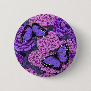 Blue morpho garden 2 6 cm round badge
